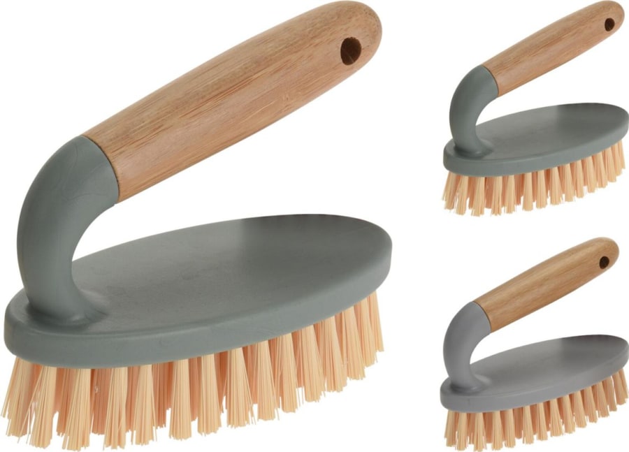 Skrúbbur plast með bambus haldi