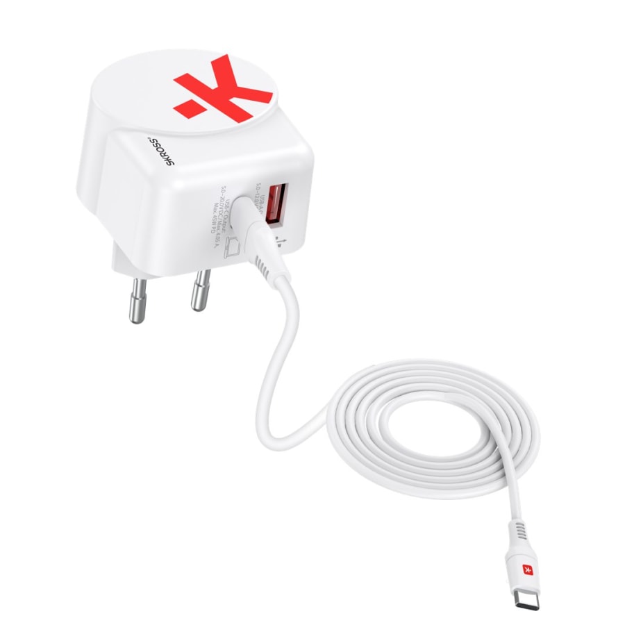 Skross Hleðslutæki USB-A + USB-C 45W GaN með USB-C snúru