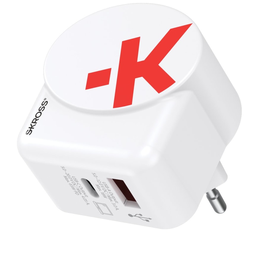 Skross Hleðslutæki USB-A + USB-C 65W GaN með USB-C snúru