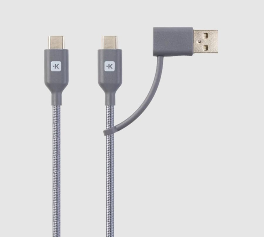 Skross USB-C í USB-C Kapall með auka USB-A tengi