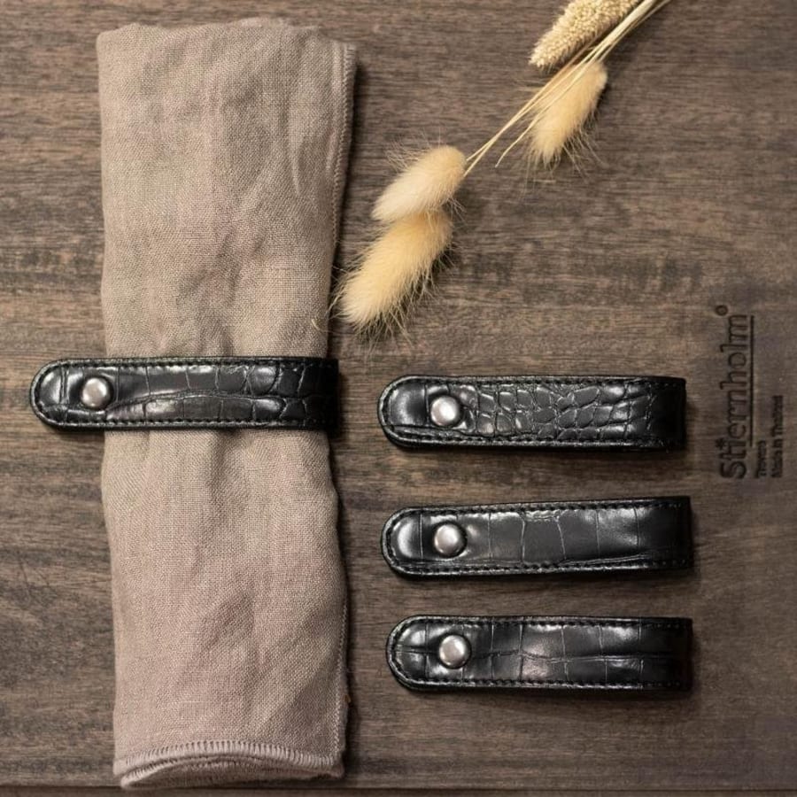 Stiernholm Servíettuhringir svartir Croco 4stk pk