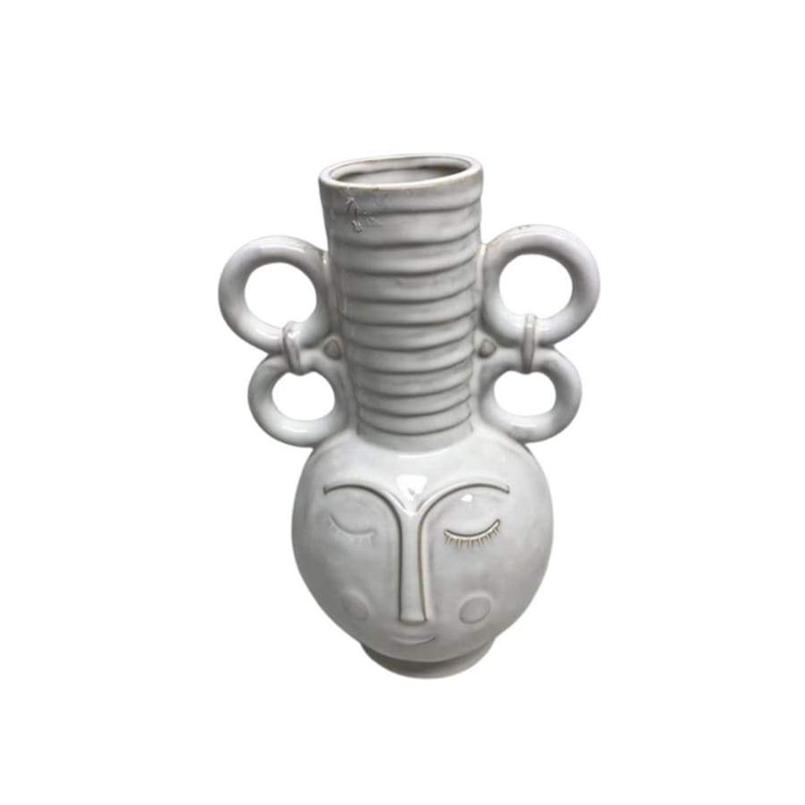 Trendcenter Vasi með andliti 16,4x13,4x24,8 leir white