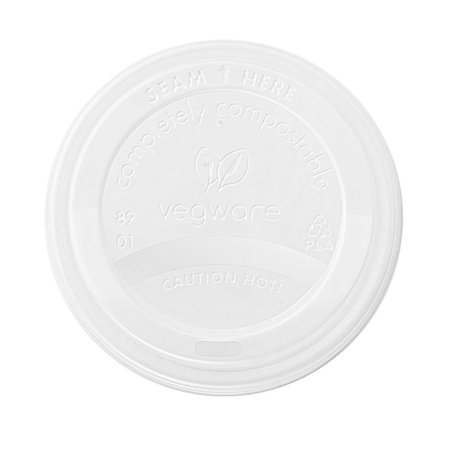 Vegware Kaffilok hvít 89mm 10-20oz CPLA 50 stk