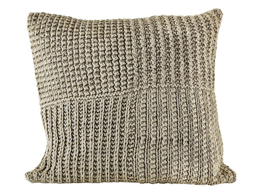 Villa Collection Púði 45x45cm grófur, prónaður grár