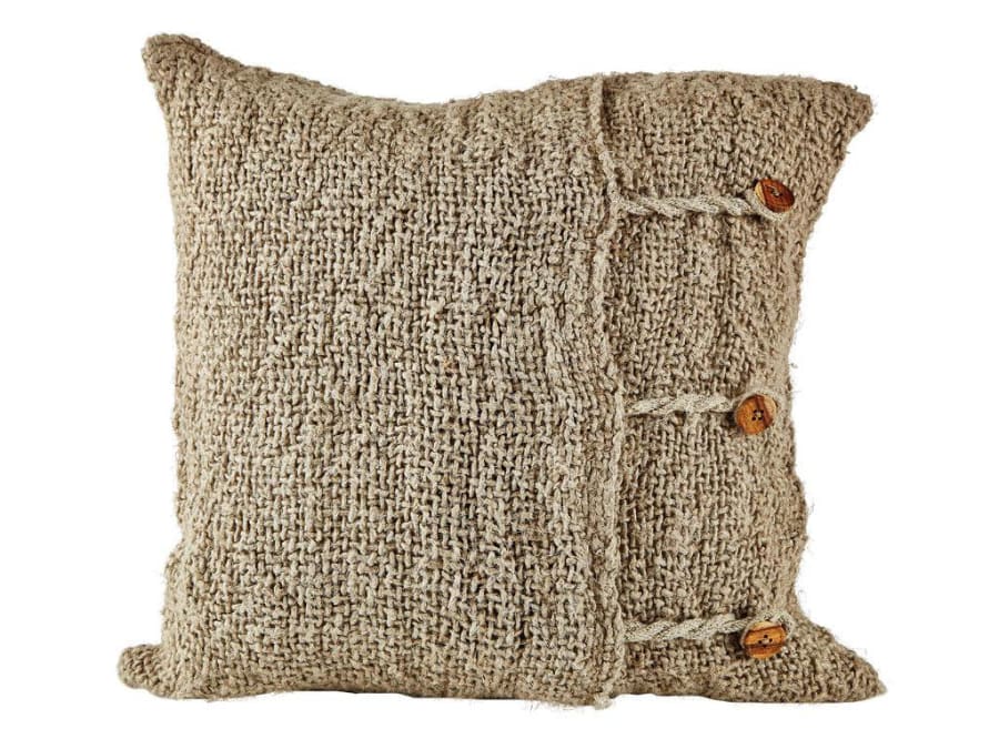 Villa Collection Púði 45x45cm grófur með tölum natur