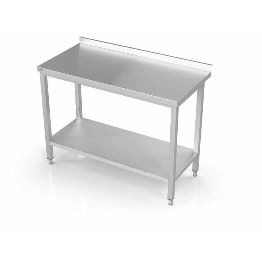 Vinnuborð með undirhillu og bakkanti – 1600 mm