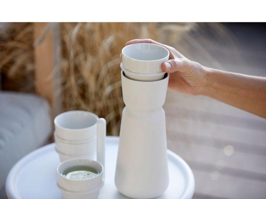 Zone Inu karafla með bolla leir 0,7ltr offwhite