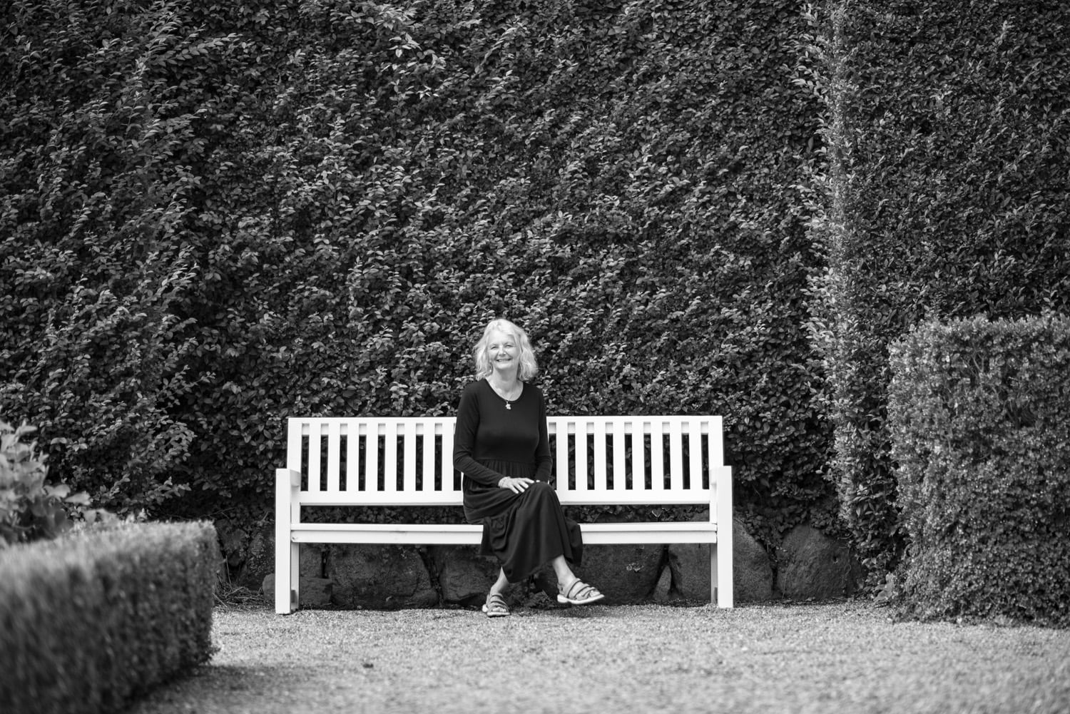 BW bench portrait
