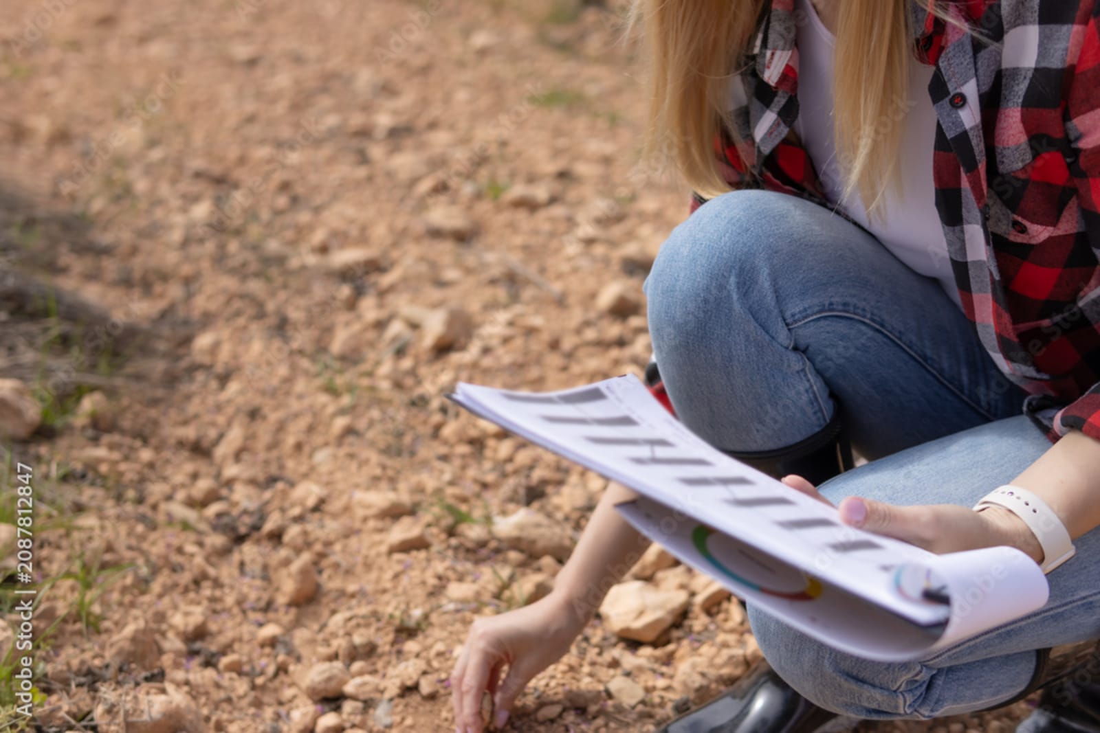 Reviewing site plans out on a plot of land
