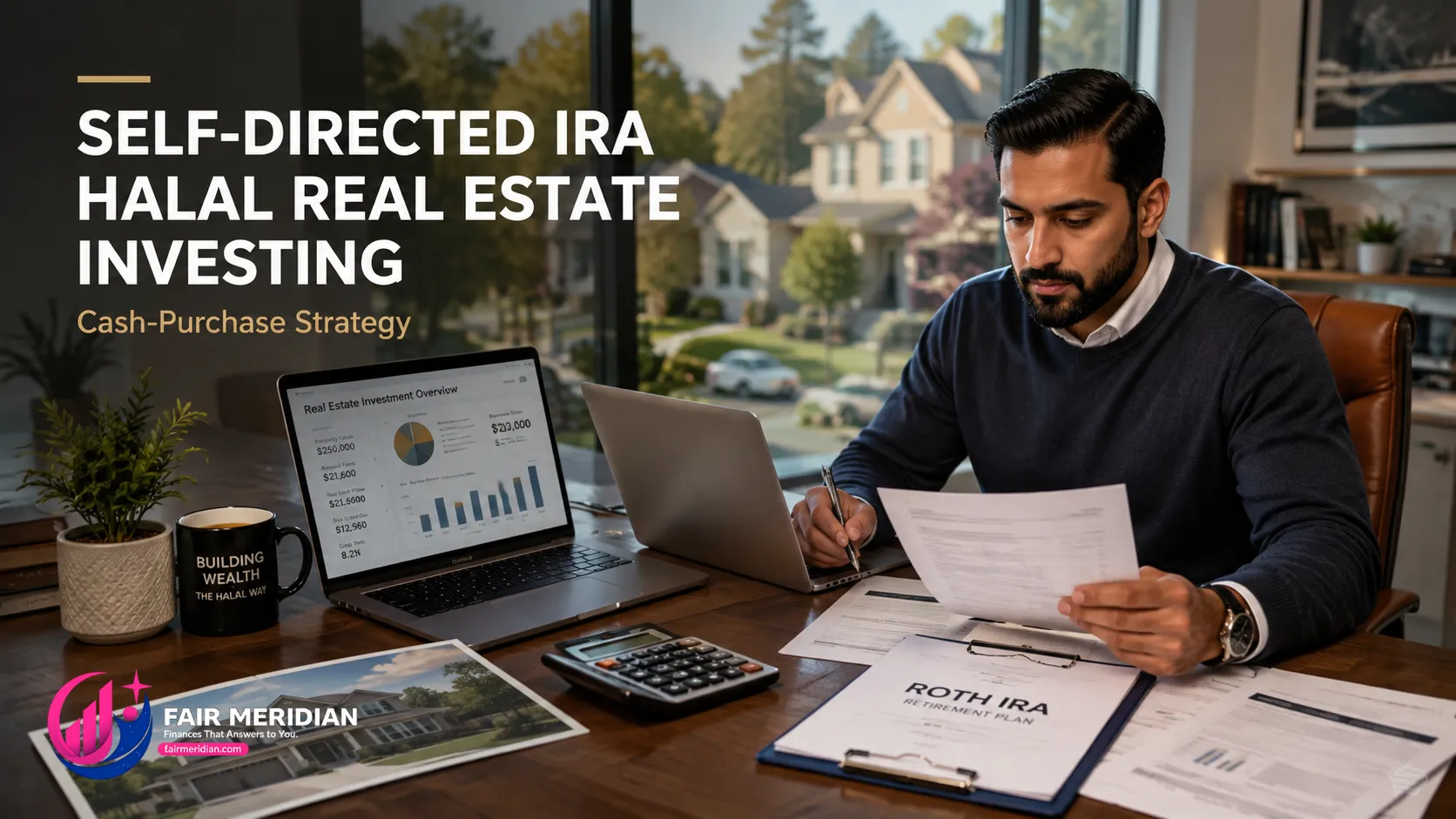 Muslim real estate investor reviewing a self-directed IRA for halal real estate investing