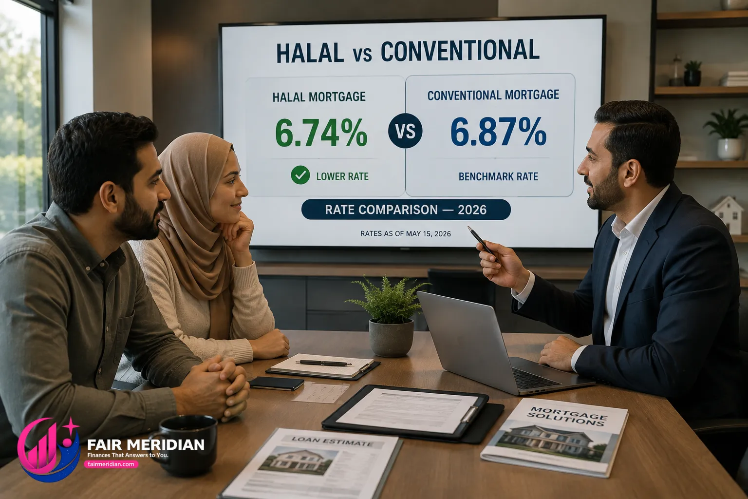 Halal mortgage versus conventional mortgage interest rate comparison in 2026