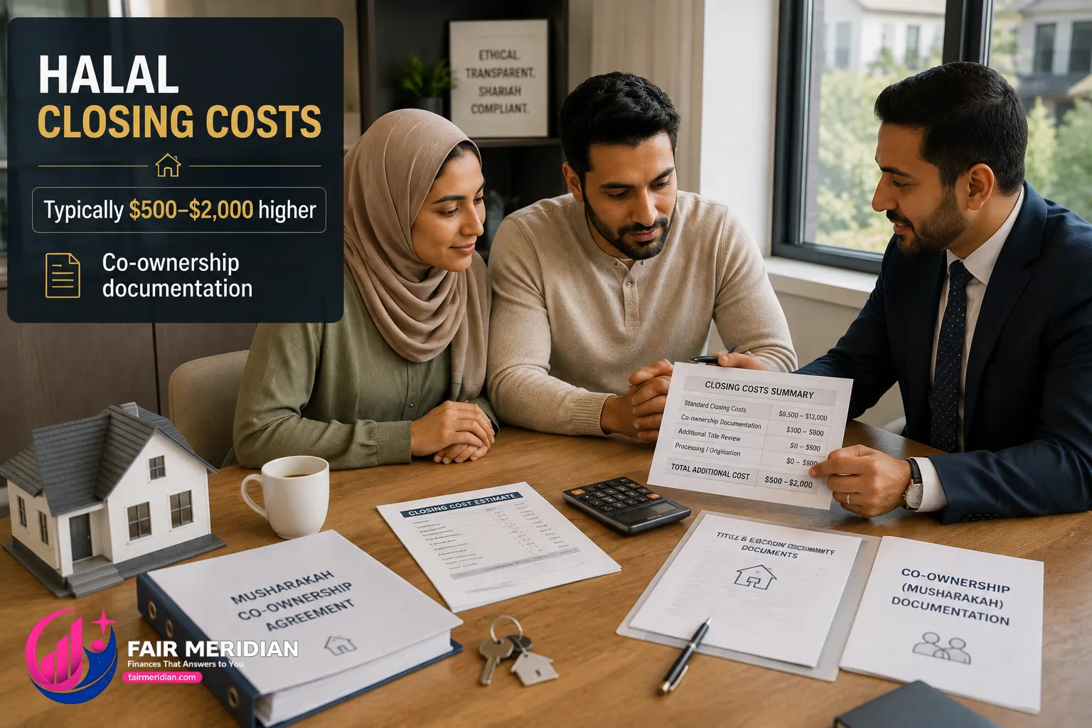 Halal mortgage closing costs including co-ownership documentation and title fees