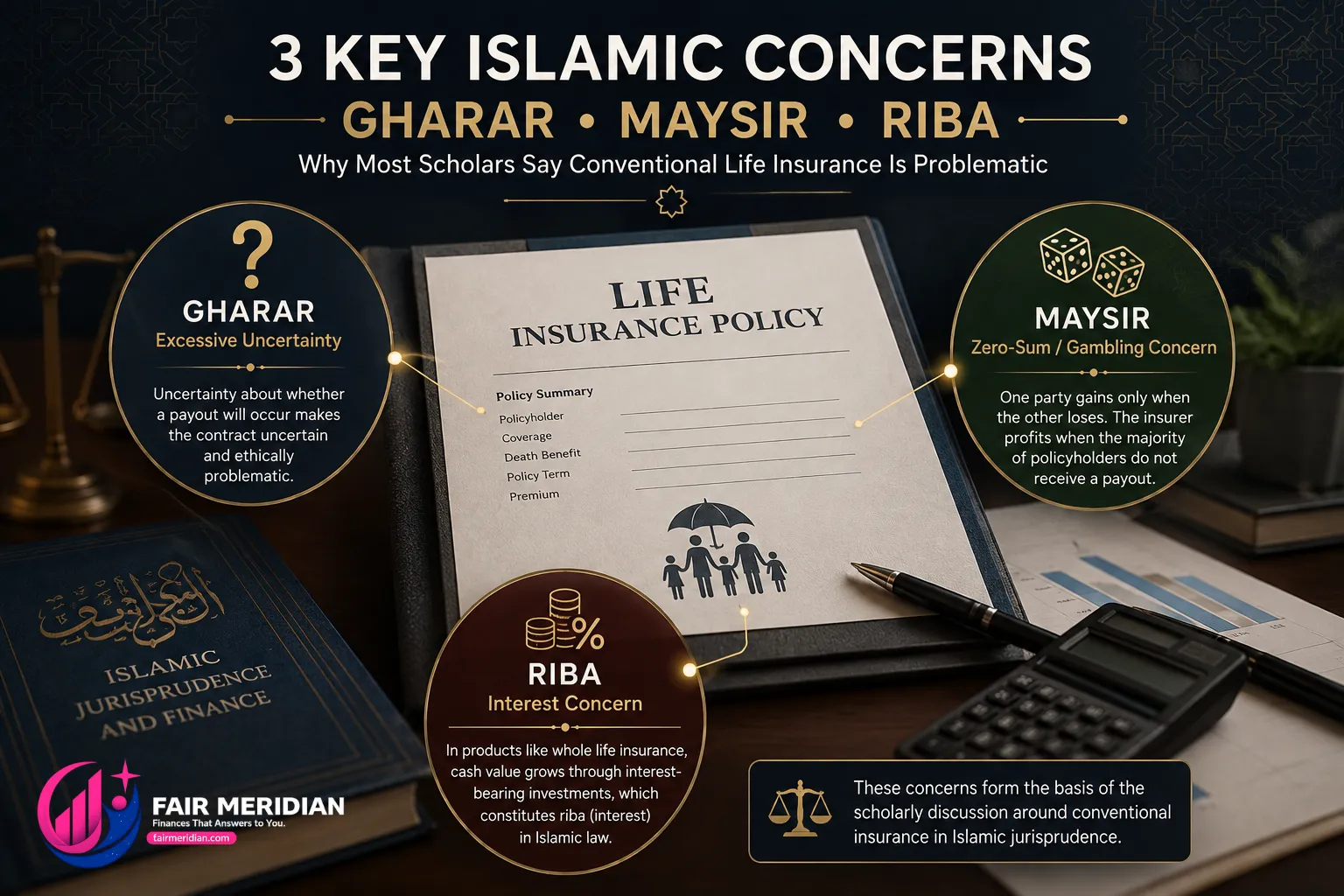 Gharar maysir and riba explained as Islamic concerns with conventional life insurance