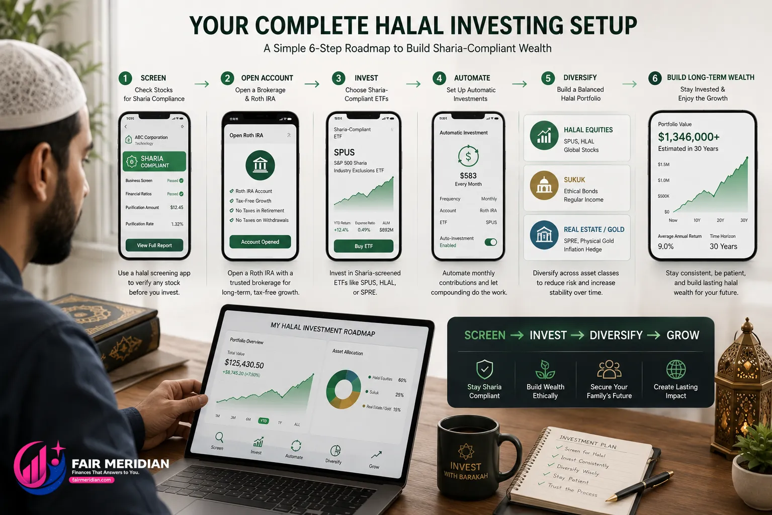 Complete halal investing setup using Zoya Fidelity SPUS and Wahed for American Muslims