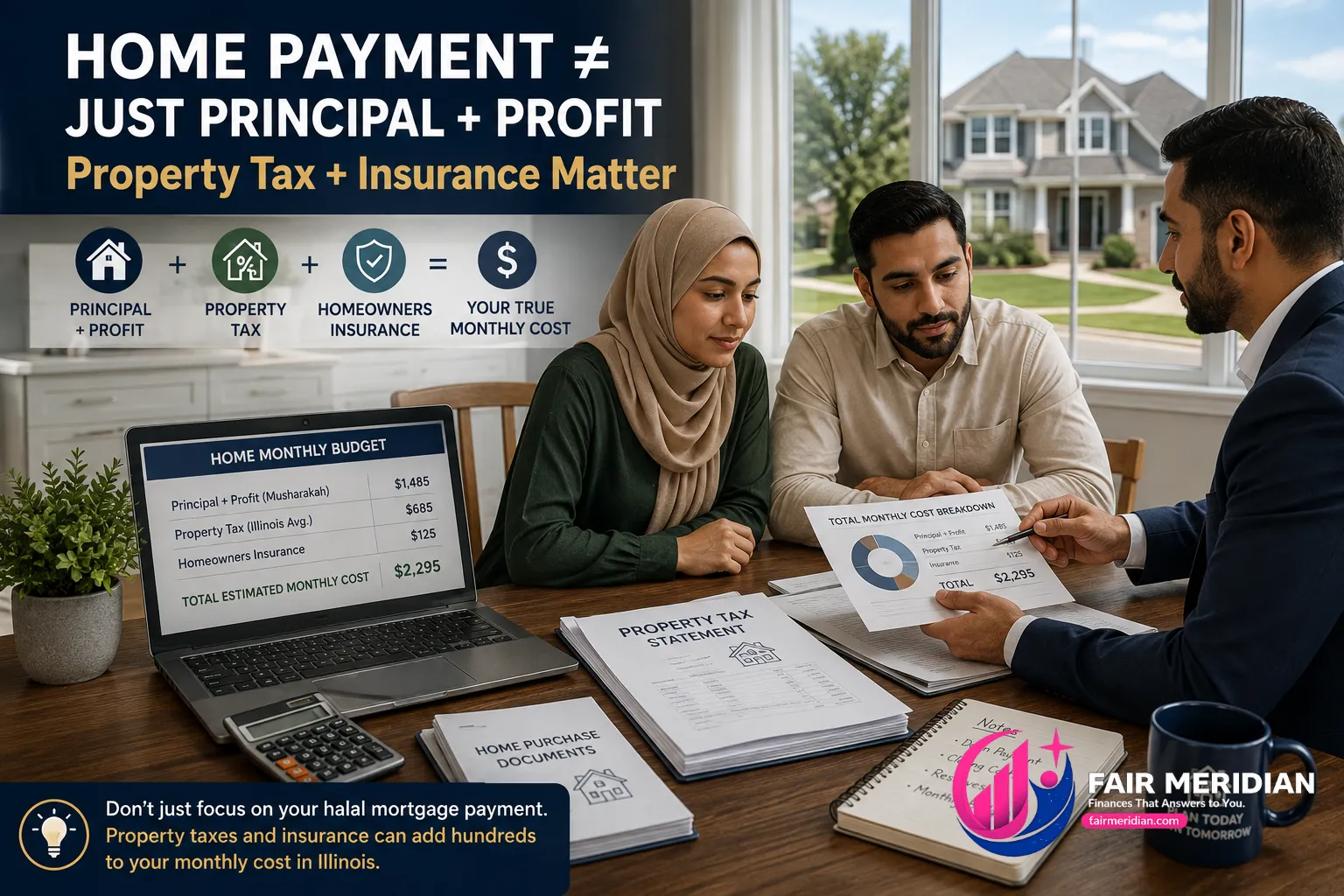 Illinois property tax and halal mortgage monthly homeownership costs for Muslim buyers