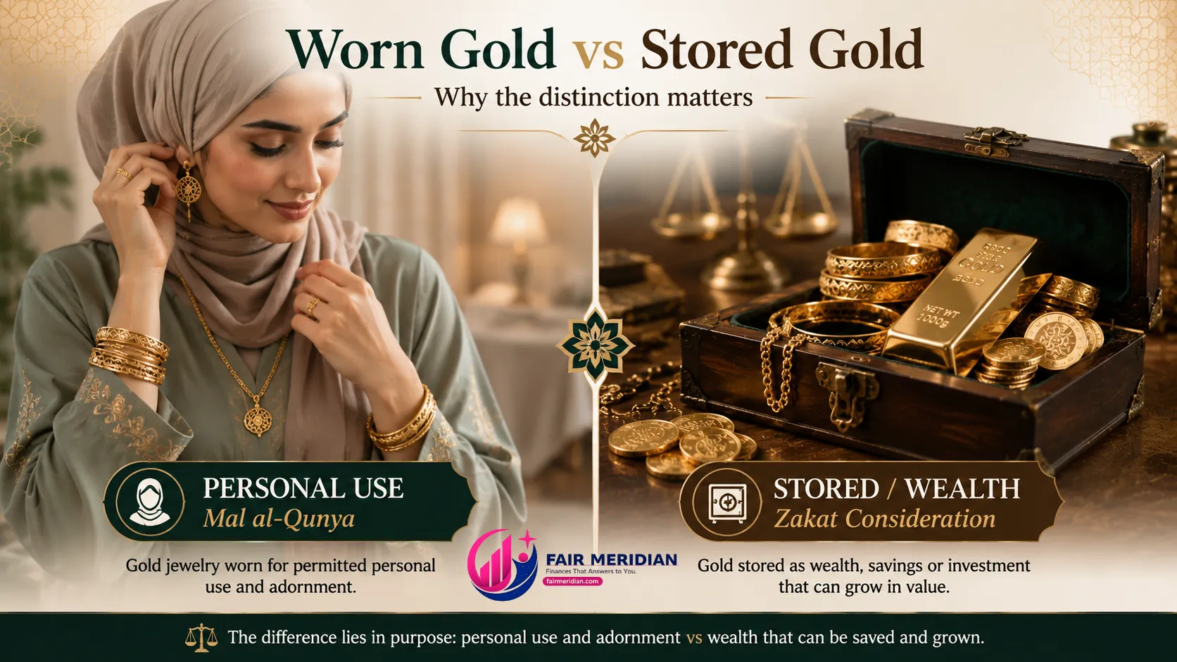 Worn versus stored gold jewelry and how personal use affects zakat