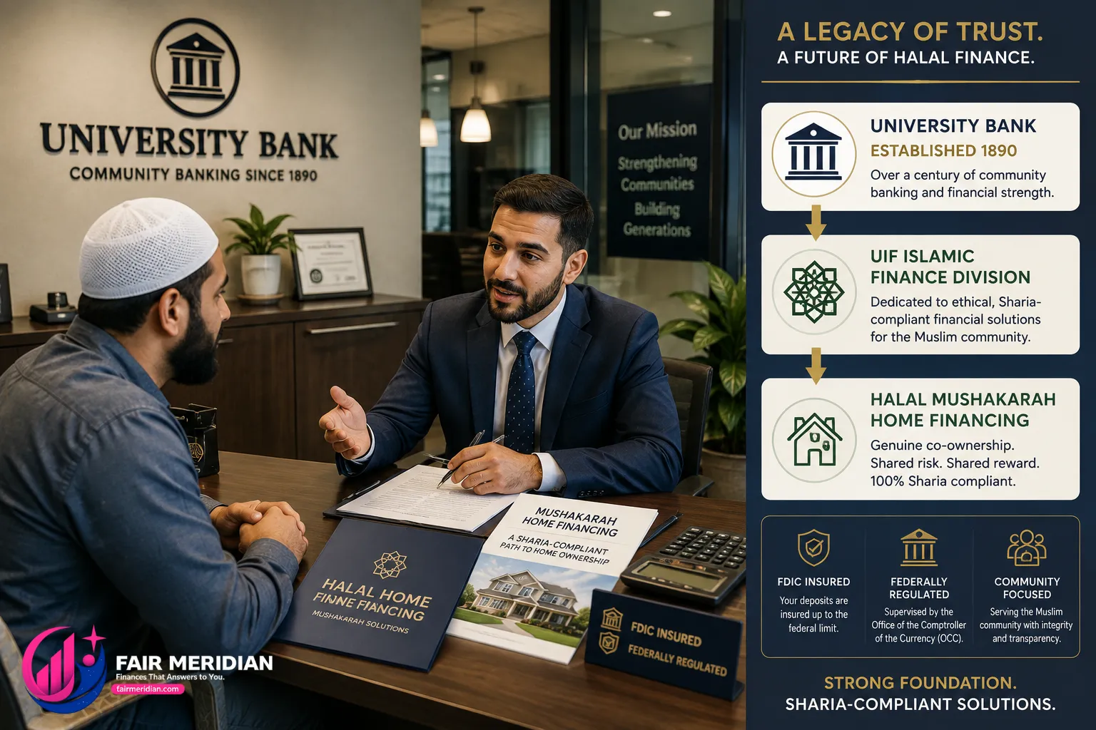 UIF University Bank Islamic finance division providing halal musharakah mortgage financing