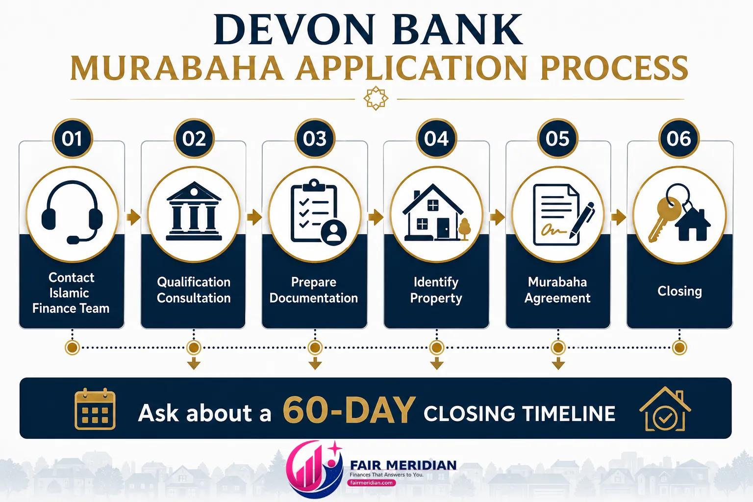 Devon Bank Murabaha application process for Islamic mortgage from qualification to property closing