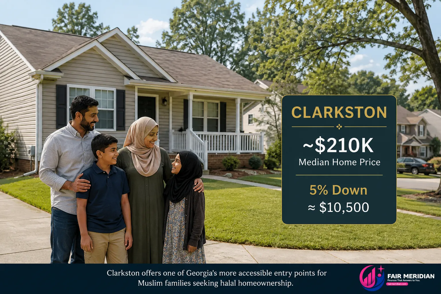 Muslim family buying a home in Clarkston Georgia with halal mortgage financing