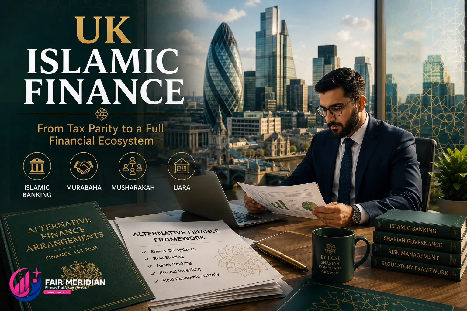UK Islamic finance ecosystem showing alternative finance regulations, Islamic banking and Sharia compliant financial products