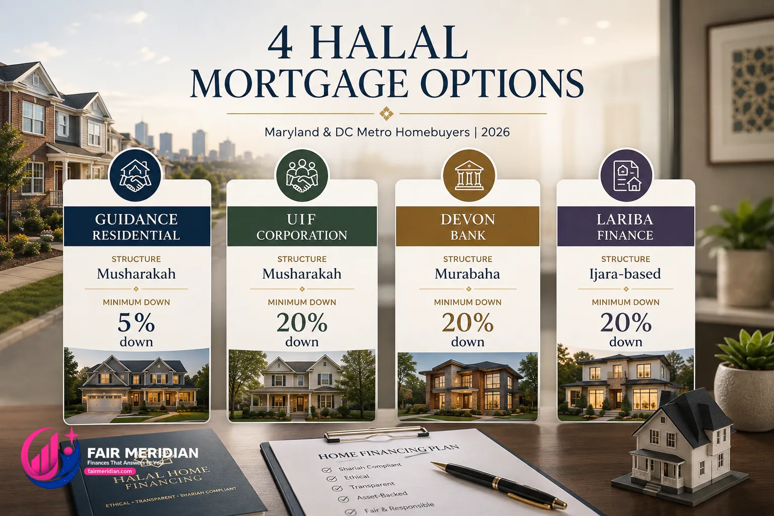 Four halal mortgage providers serving Maryland and DC homebuyers