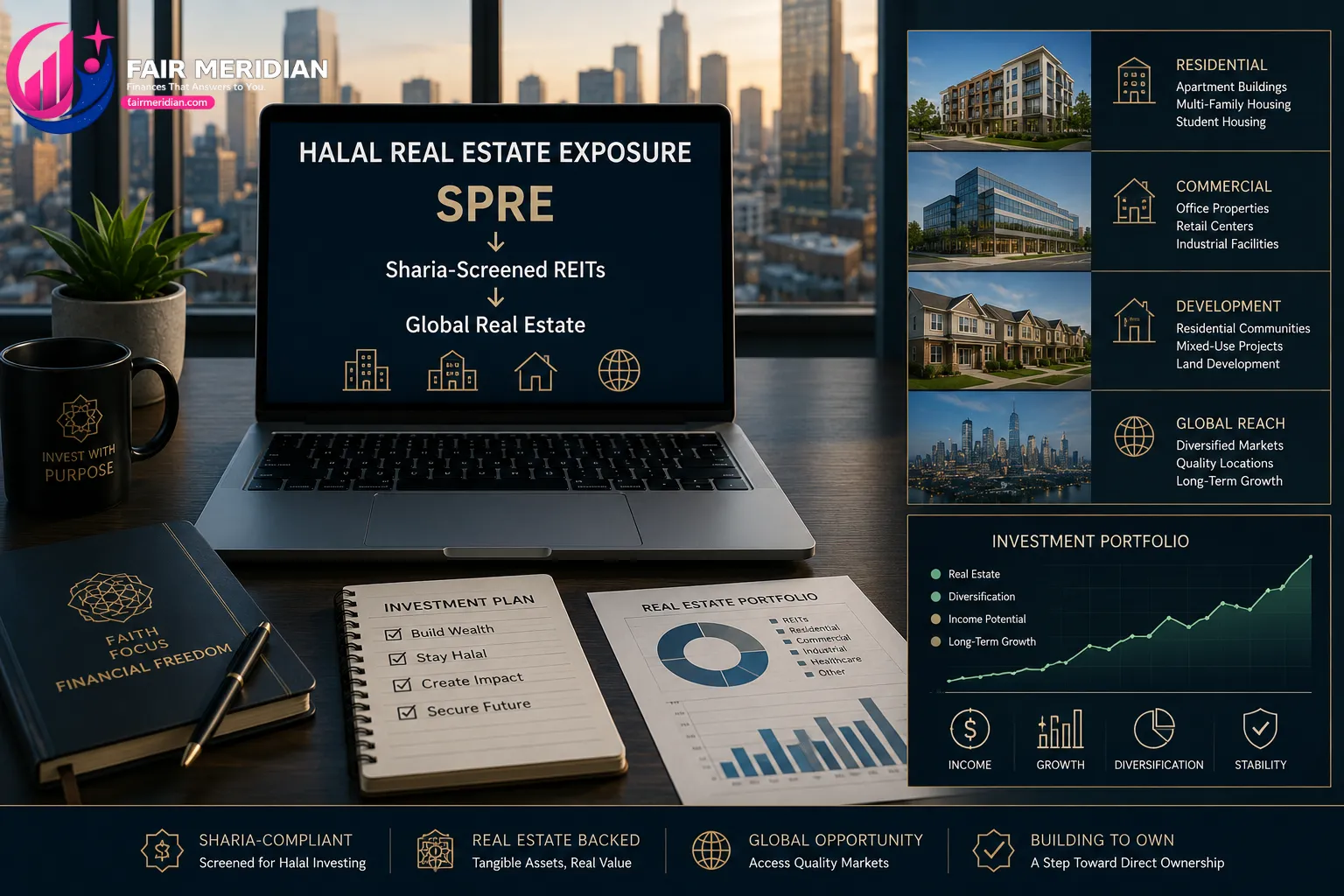 SPRE ETF provides Sharia-screened real estate investment exposure for halal investors