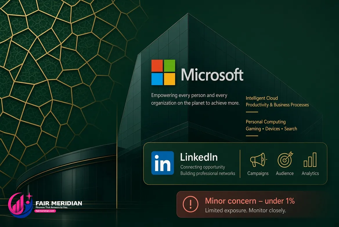 LinkedIn advertising facilitation concern in Microsoft stock – under 1% of total revenue and within Sharia tolerance