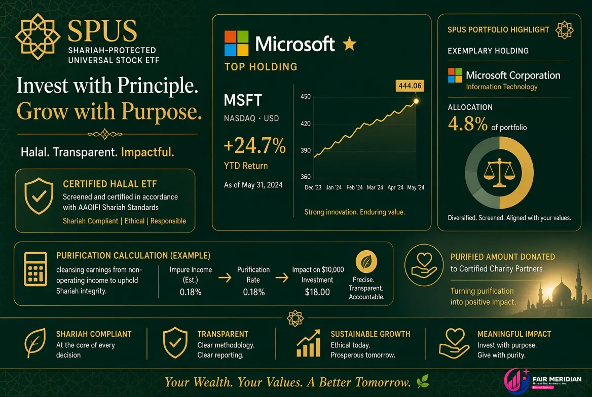 Microsoft is SPUS’s second-largest holding at 8.9% – purification amount and practical guidance for Muslim investors