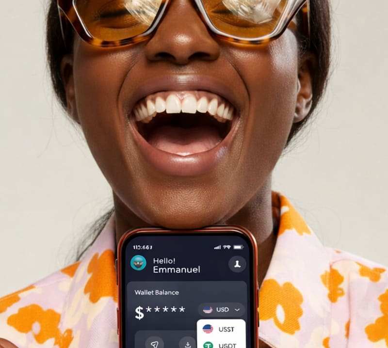 Customer smiling while using Payvessel
