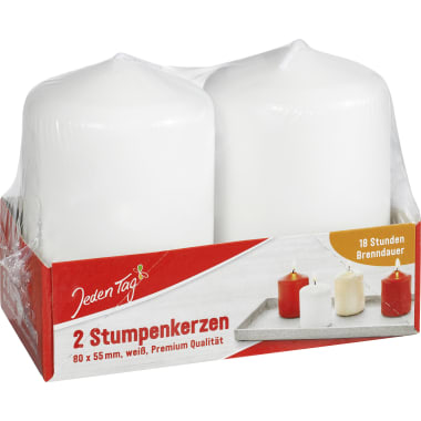 Jeden Tag Stumpen weiß 2er 80x55mm
