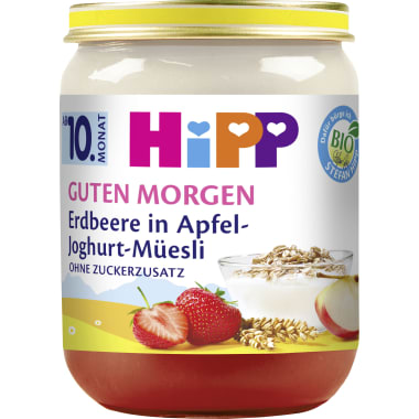 Hipp Guten Morgen Erdbeere in Apfel-Joghurt 10. Monat