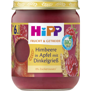 Hipp Himbeere in Apfel mit Dinkelgrieß 6. Monat