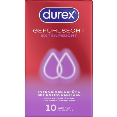 Durex Gefühlsecht Kondome Extra Feucht 10er-Packung