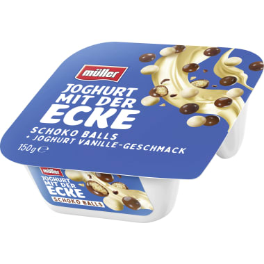 Müller Joghurt mit der Ecke Schoko Balls