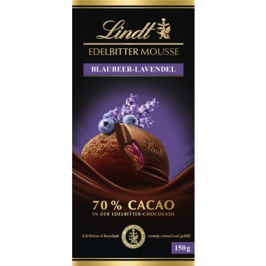 Lindt Schokolade Edelbittermousse Blaubeer-Lavendel