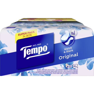 Tempo Taschentücher Super Vorteilspack Boxen Trio 4-lagig
