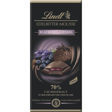 Lindt Schokolade Edelbittermousse Blaubeer-Lavendel