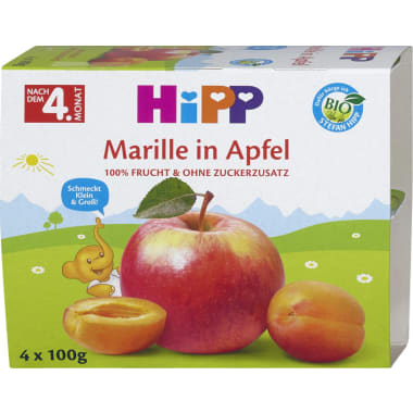 Hipp Fruchtpause Marille in Apfel 4. Monat 4er-Packung