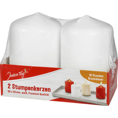 Jeden Tag Stumpen weiß 2er 80x55mm