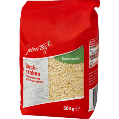 Jeden Tag Suppennudeln Buchstaben