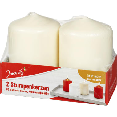Jeden Tag Stumpenkerzen Creme 2er-Packung