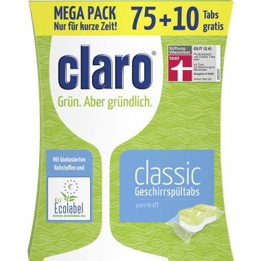 Claro Öko-Geschirrspültabs Classic 75er-Packung