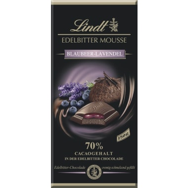 Lindt Schokolade Edelbittermousse Blaubeer-Lavendel