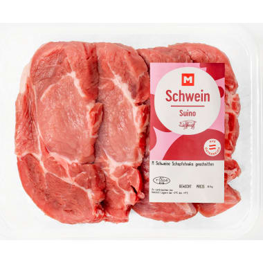 M Schweine Schopfsteaks geschnitten