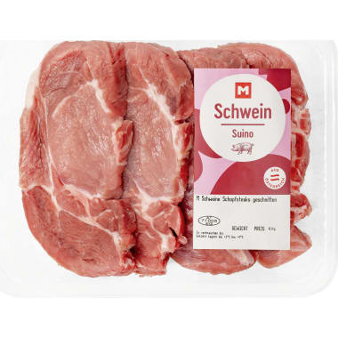 M Schweine Schopfsteaks geschnitten