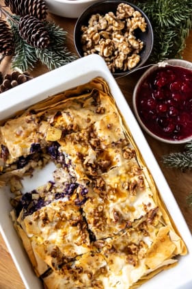 Pikanter Blätterteigauflauf