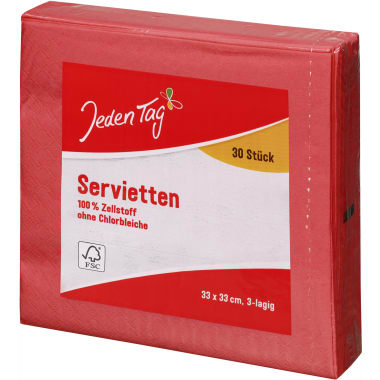 Jeden Tag Servietten rot 33x 33 cm 3-lagig