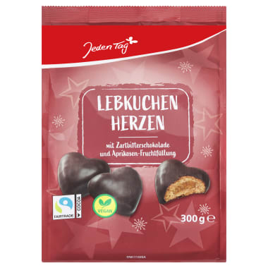 Jeden Tag Gefüllte Lebkuchen-Herzen Zartbitter