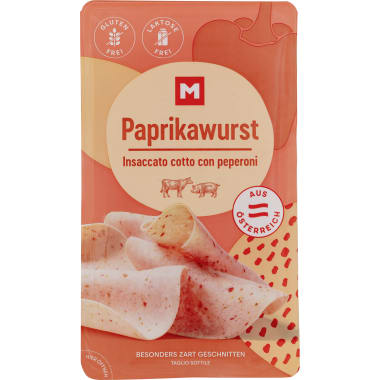 M Alpenmetzgerei Paprikawurst geschnitten