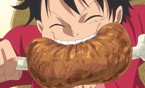 Luffy and Meat Makanan Favorit Tokoh Kartun - Monkey D Luffy